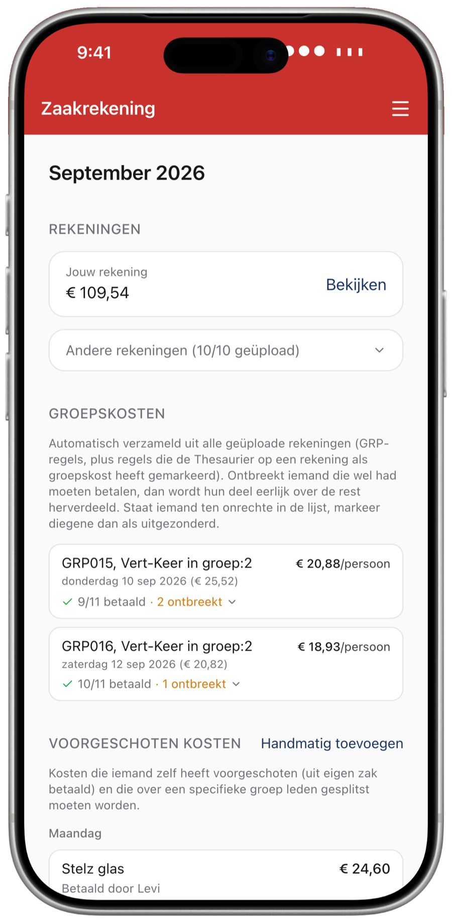 Periodeoverzicht in de app